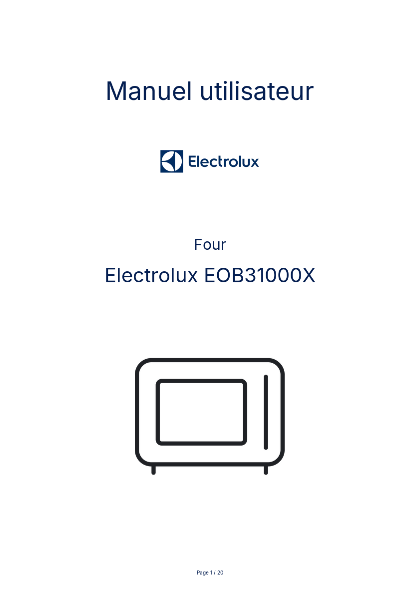 Page n°1 - Manuel utilisateur Electrolux EOB31000X