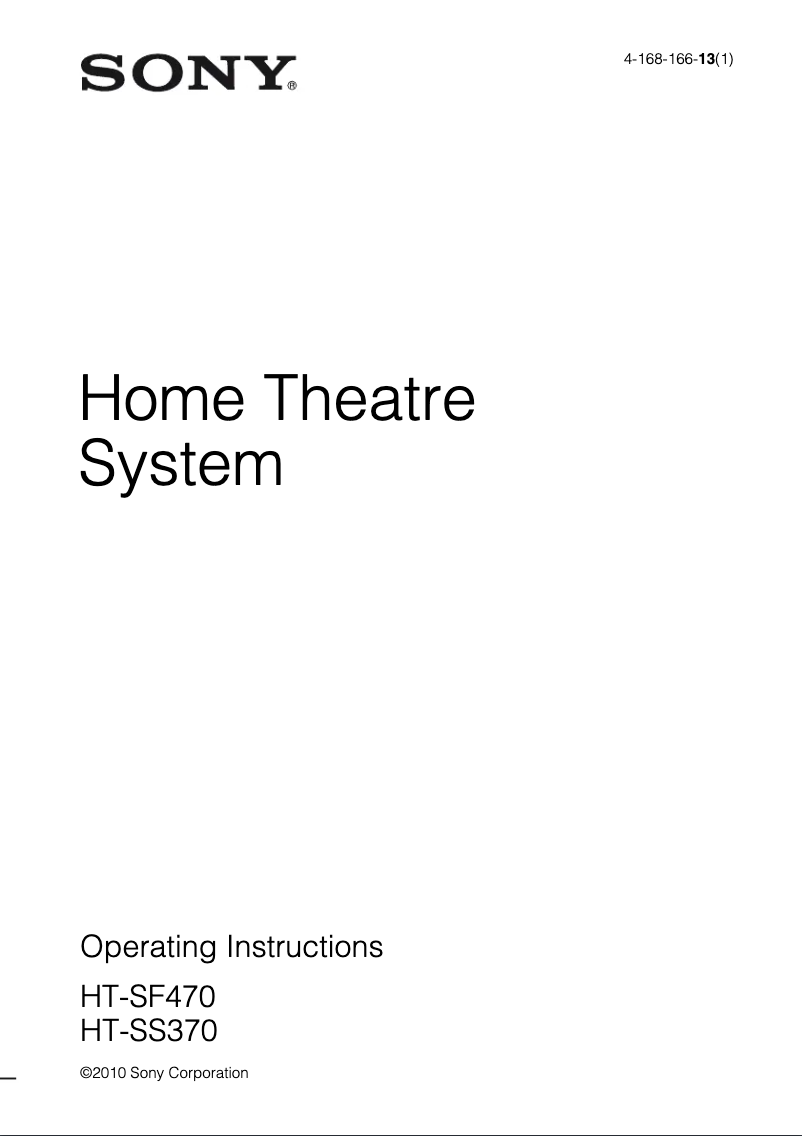 Page 1 de la notice Manuel utilisateur Sony HT-SF470