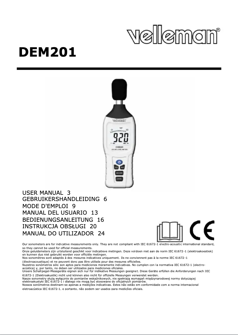 Image de la première page du manuel de l'appareil DEM201