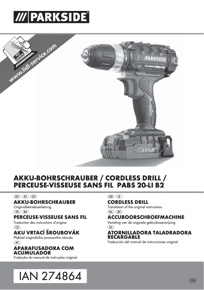 Page n°1 - Manuel utilisateur Parkside PABS 20-Li B2