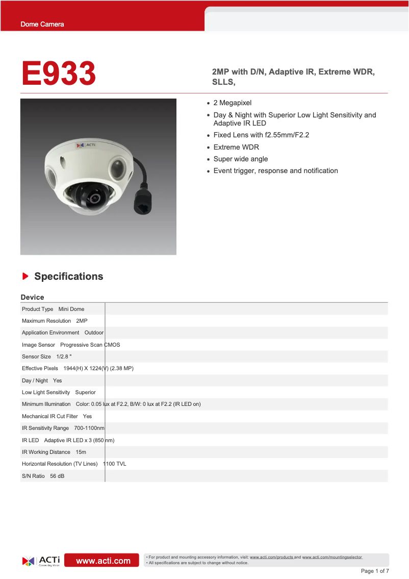 Image de la première page du manuel de l'appareil E933