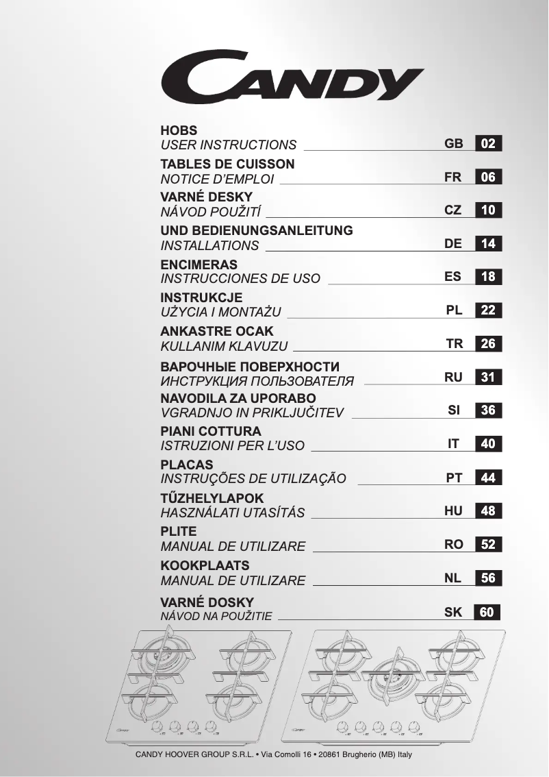 Page n°1 - Manuel utilisateur Candy CVG74WPW