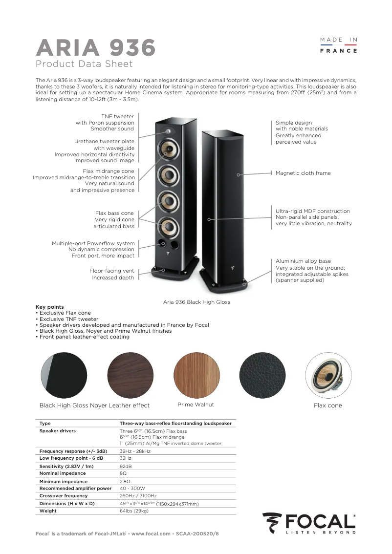 Image de la première page du manuel de l'appareil Aria 936