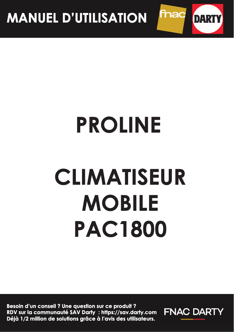 Page 1 de la notice Manuel utilisateur Proline PAC1800