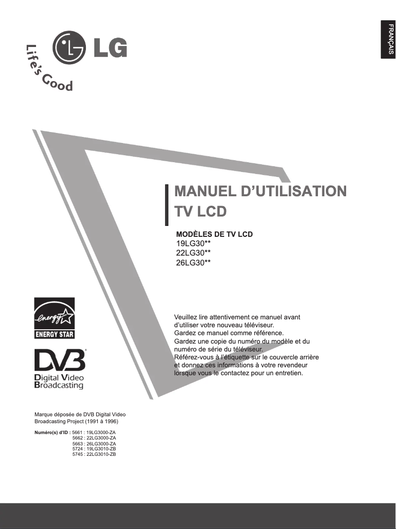 Page 1 de la notice Manuel utilisateur LG 26LG3000