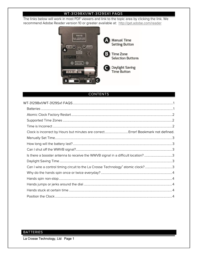 Page n°1 - Manuel utilisateur La Crosse Technology WT-3129BX1