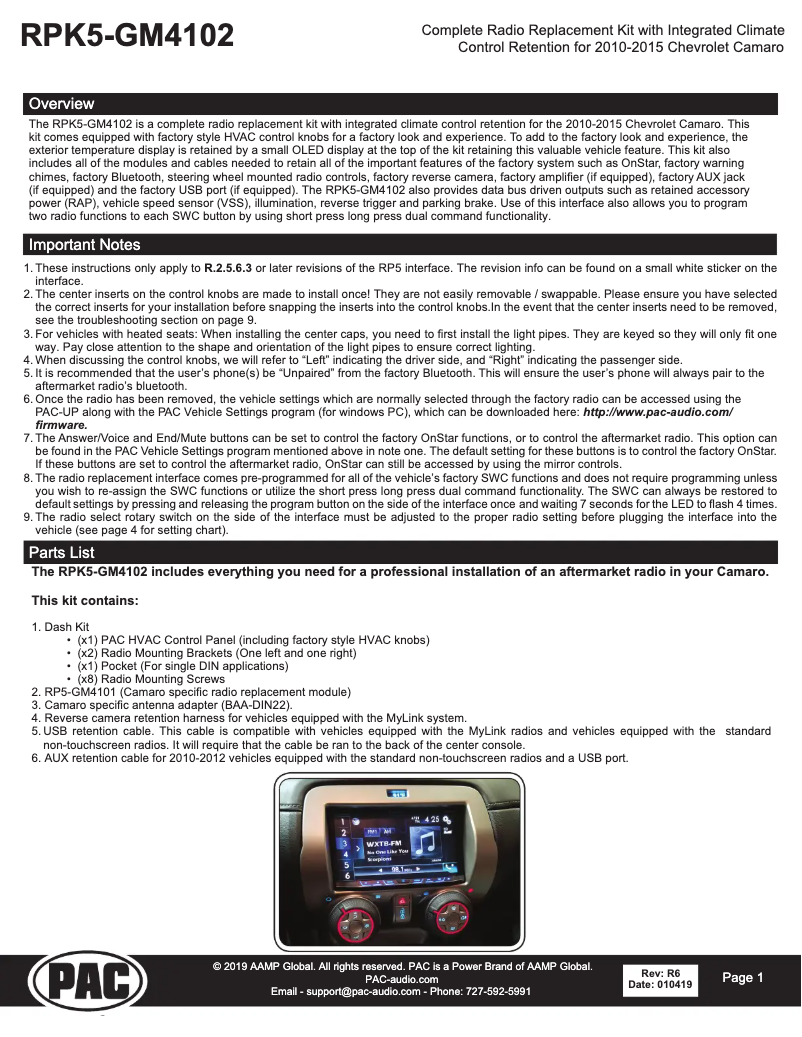 Image de la première page du manuel de l'appareil RPK5-GM4102