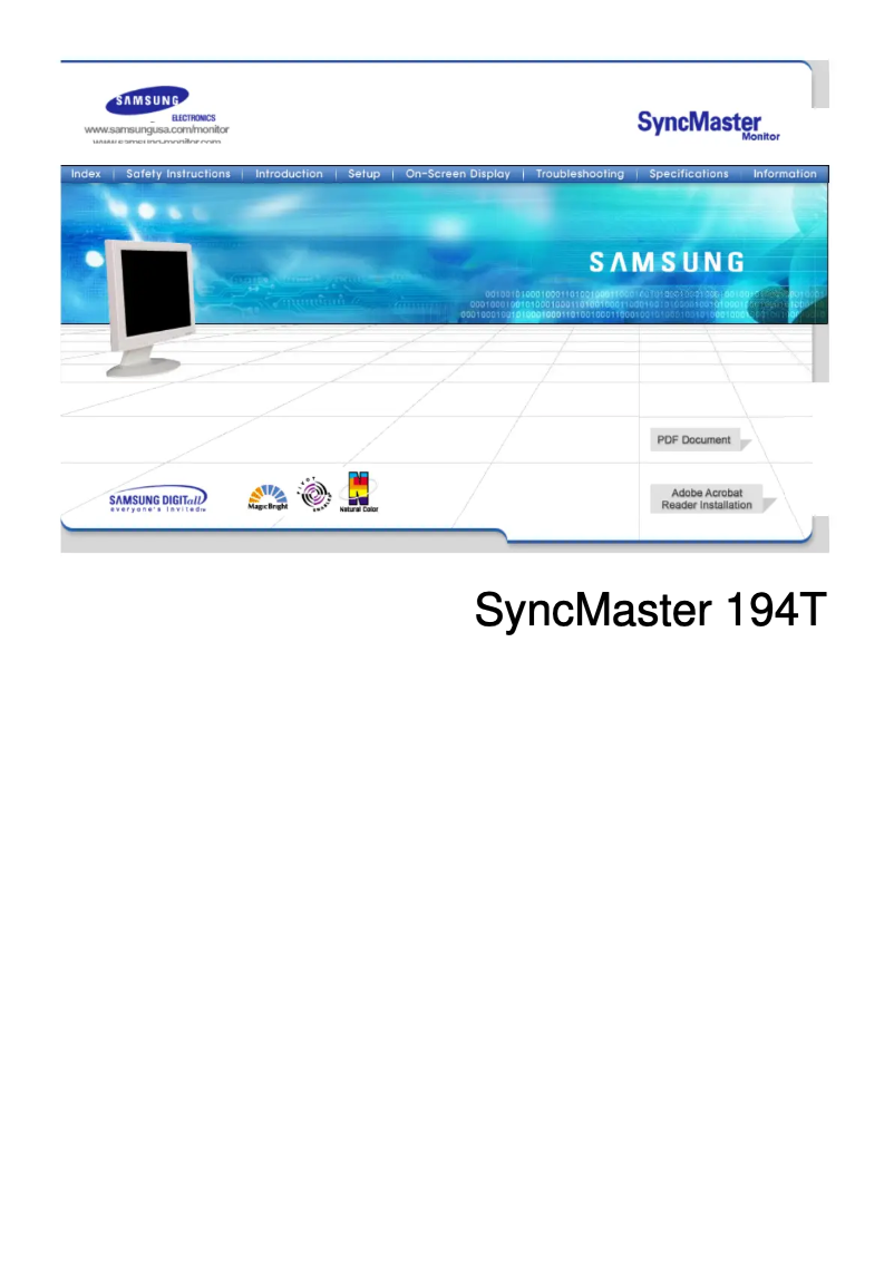 Page 1 de la notice Manuel utilisateur Samsung SyncMaster 194T