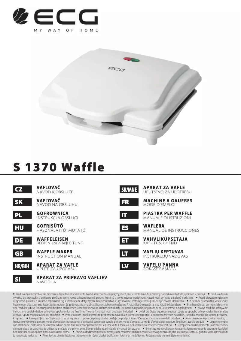 Image de la première page du manuel de l'appareil S 1370 Waffle