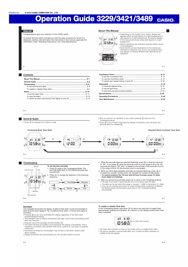 Page 1 de la notice Manuel utilisateur Casio DW-5600E-1V