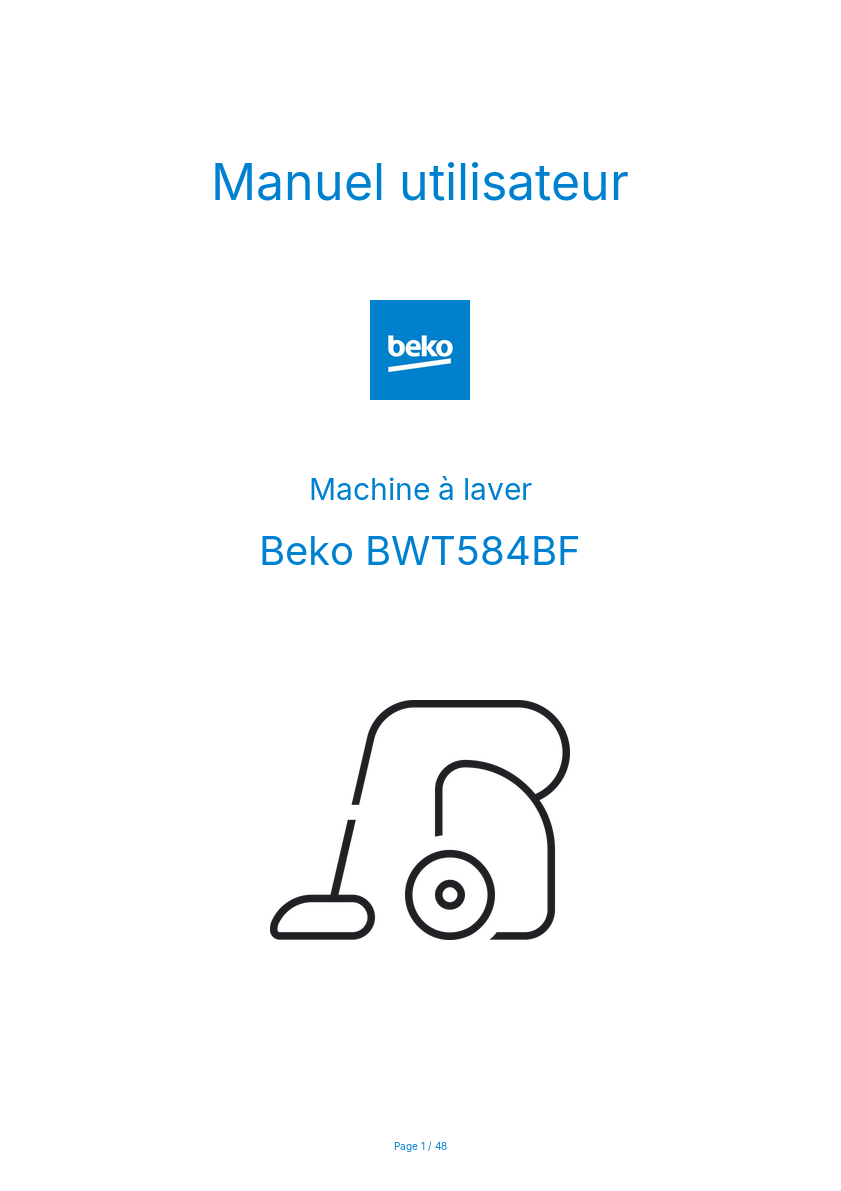 Page n°1 - Manuel utilisateur Beko BWT584BF