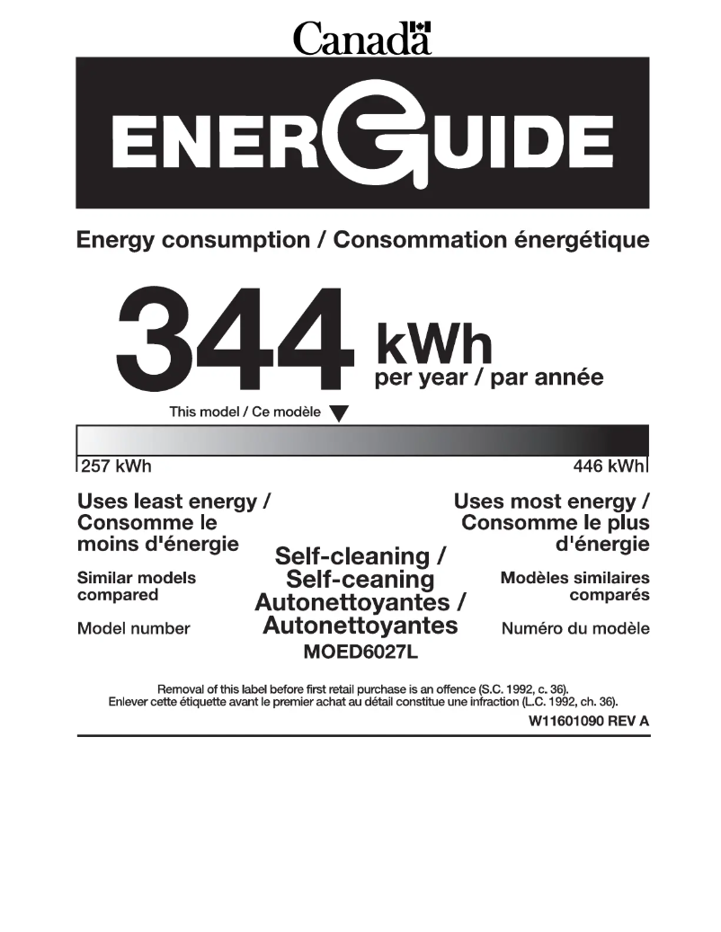 Page 1 de la notice Label énergétique Maytag MOED6030LZ