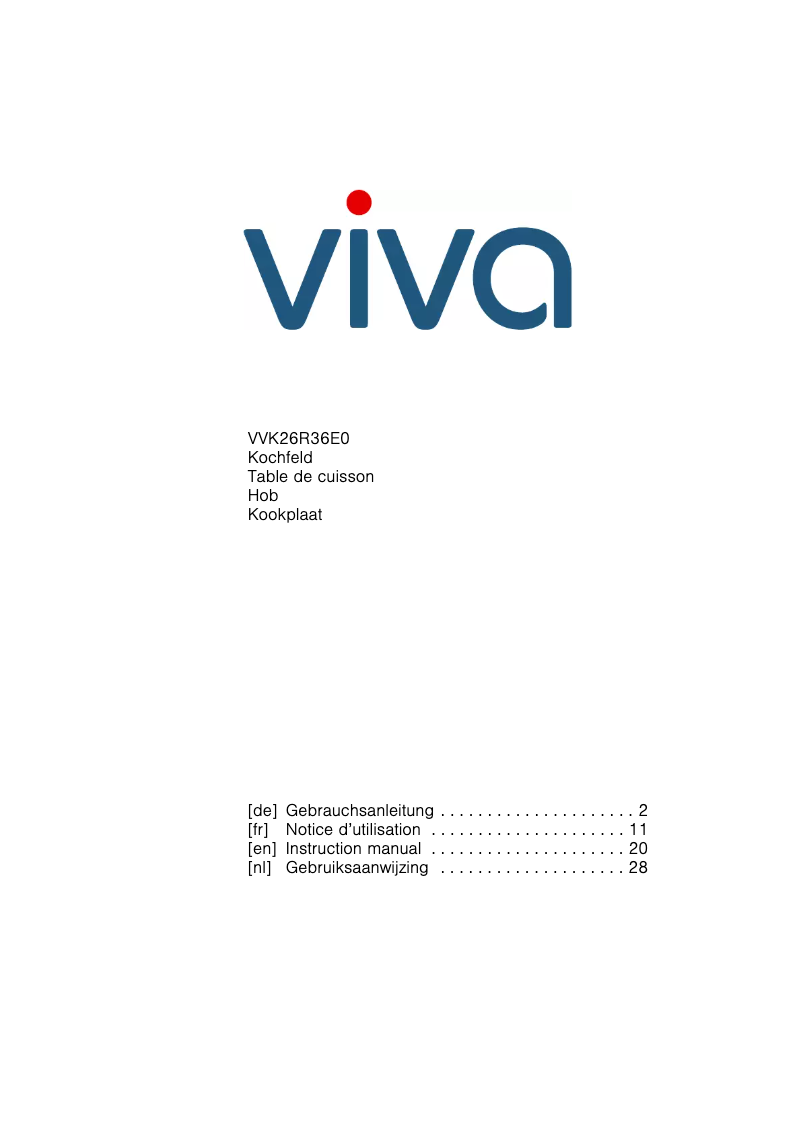 Page n°1 - Manuel utilisateur Viva VVK26R36E0
