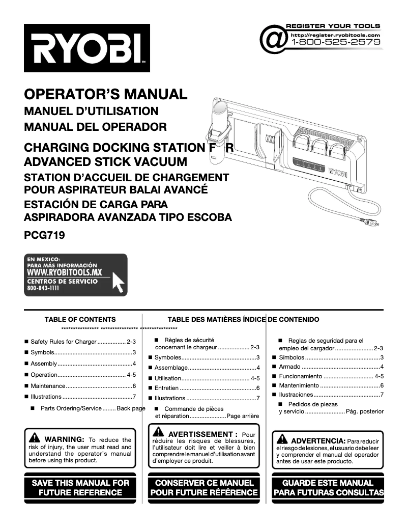 Page n°1 - Manuel utilisateur RYOBI PCG719