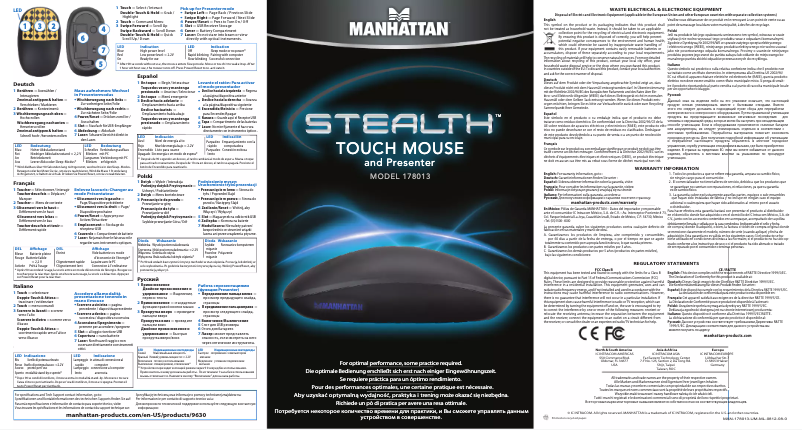 Page 1 de la notice Manuel utilisateur Manhattan Stealth Touch 178013