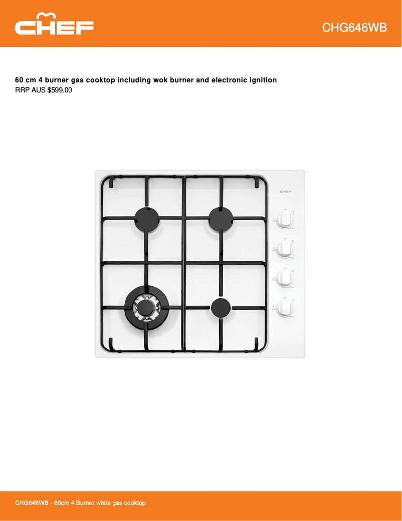 Página 1 del manual Ficha técnica Chef CHG646WB