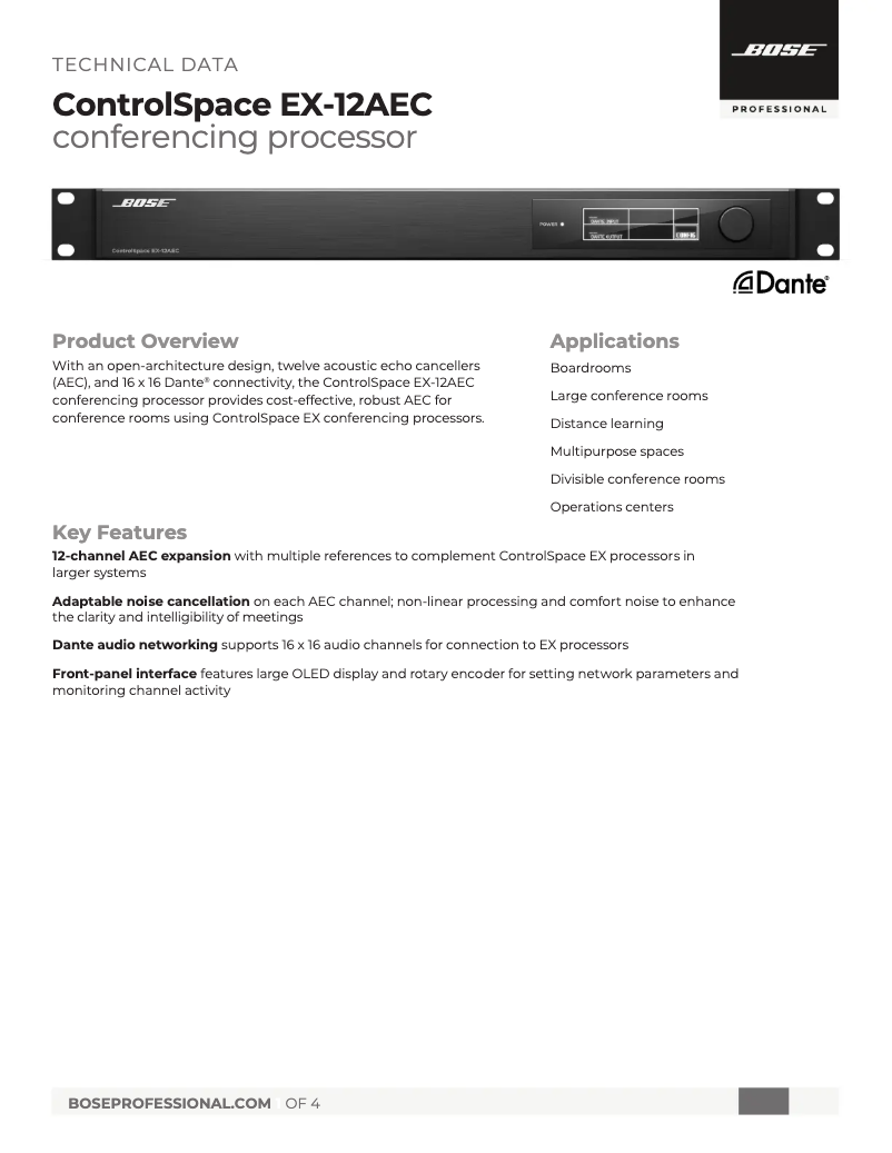 Image de la première page du manuel de l'appareil ControlSpace EX-12AEC