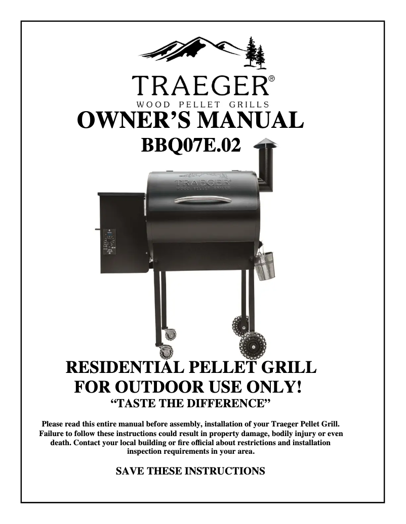 Page 1 de la notice Manuel utilisateur Traeger BBQ07E.02