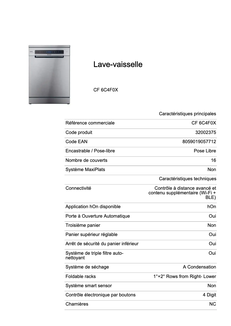 Image de la première page du manuel de l'appareil CF 6C4F0X