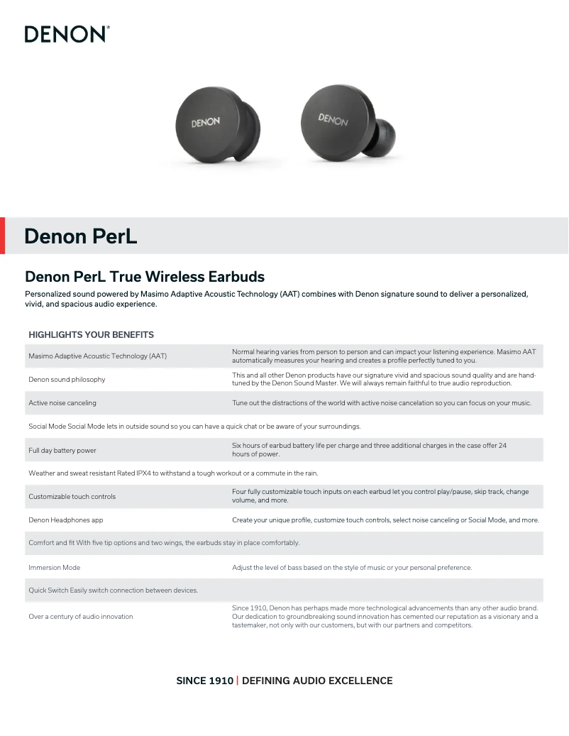 Image de la première page du manuel de l'appareil PerL AH-C10PL