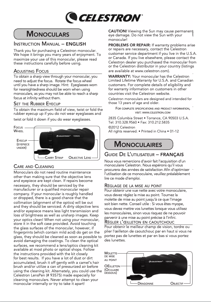 Image de la première page du manuel de l'appareil Oceana 8x42