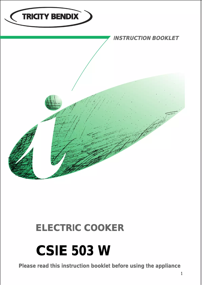 Página 1 del manual Manual de usuario Tricity Bendix CSIE503W