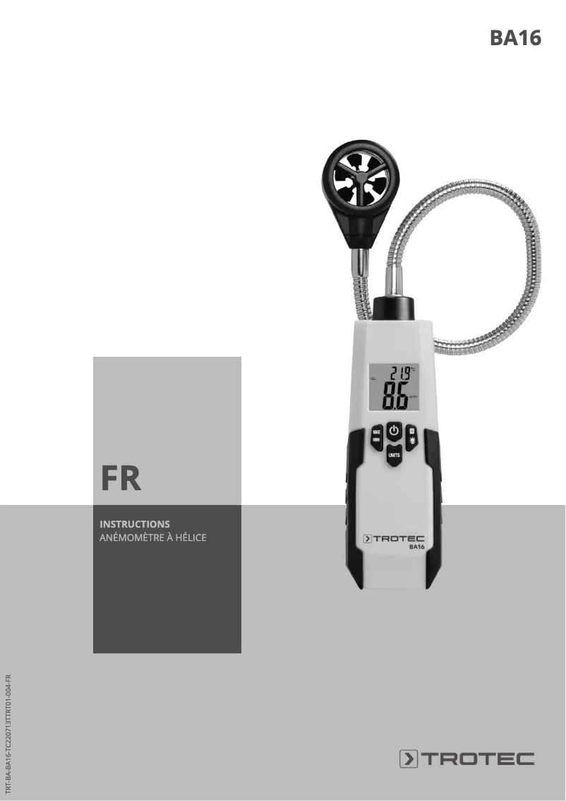 Image de la première page du manuel de l'appareil BA16