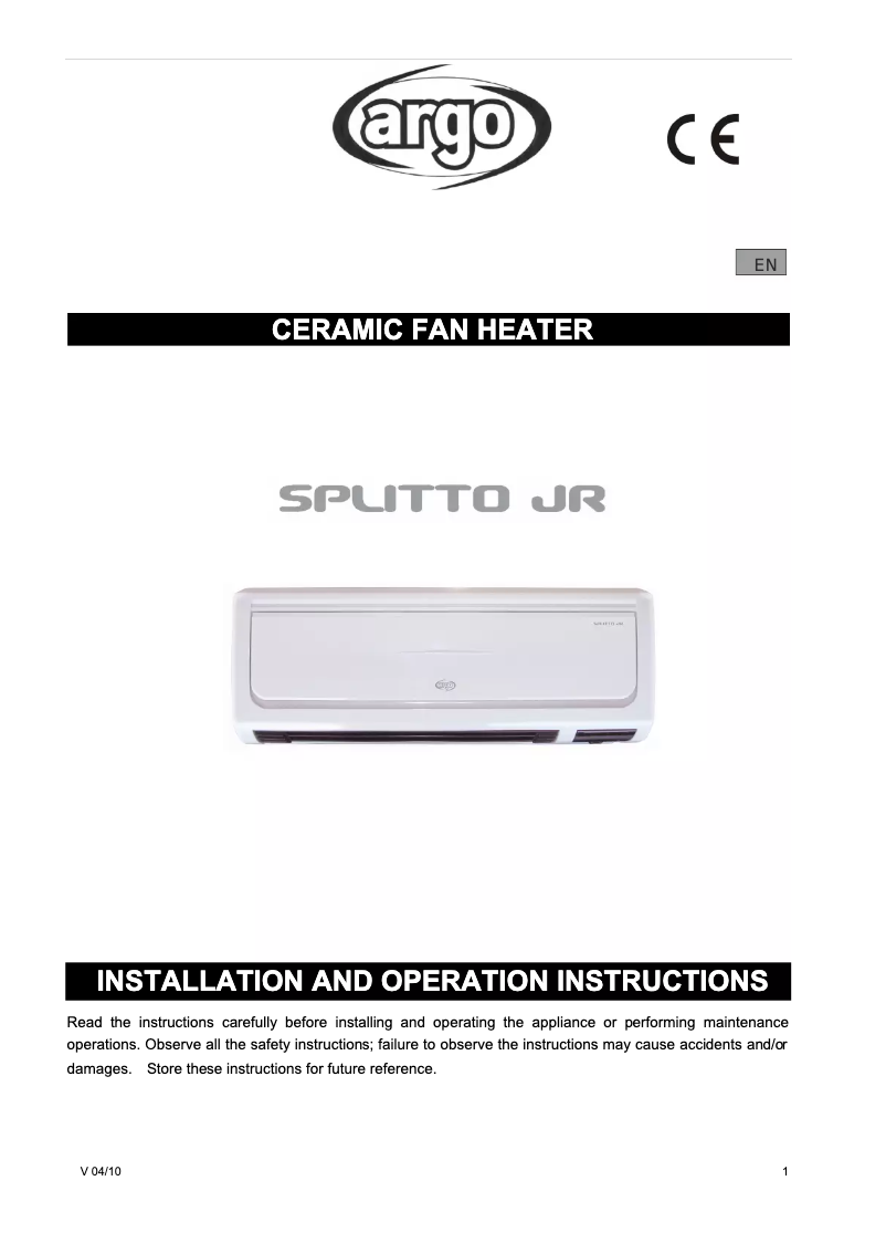 Image de la première page du manuel de l'appareil Splitto Jr