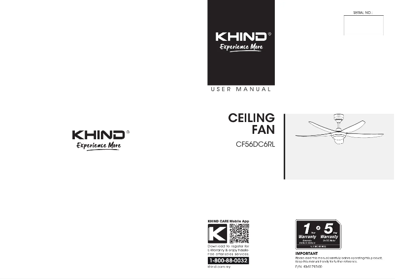Página 1 del manual Manual de usuario Khind CF56DC6RL