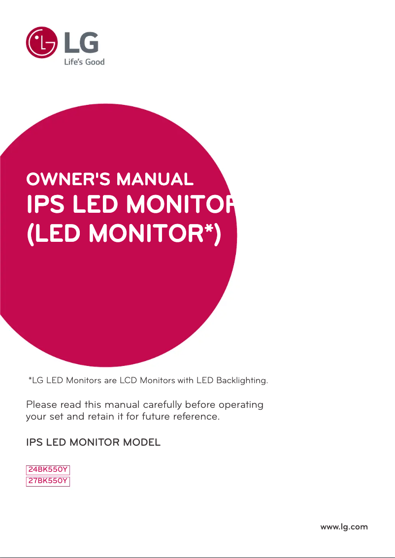 Page n°1 - Manuel utilisateur LG 27BK550Y