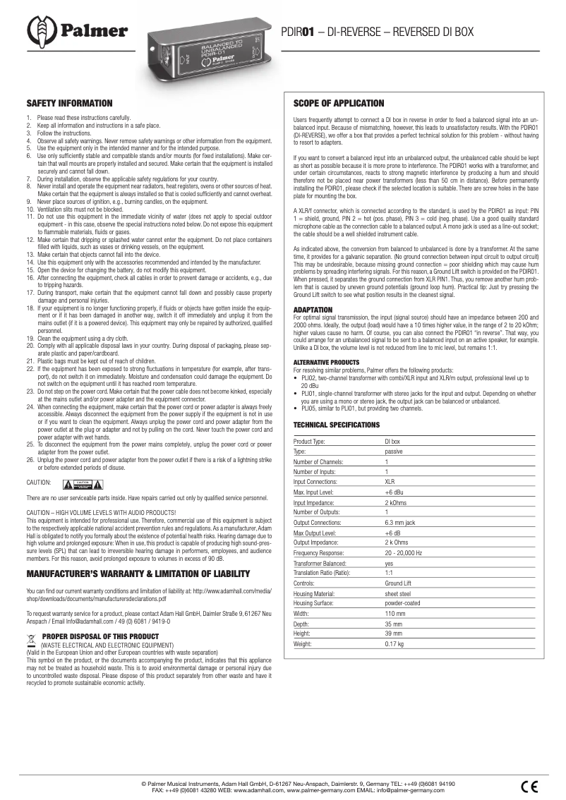 Image de la première page du manuel de l'appareil DI-Reverse