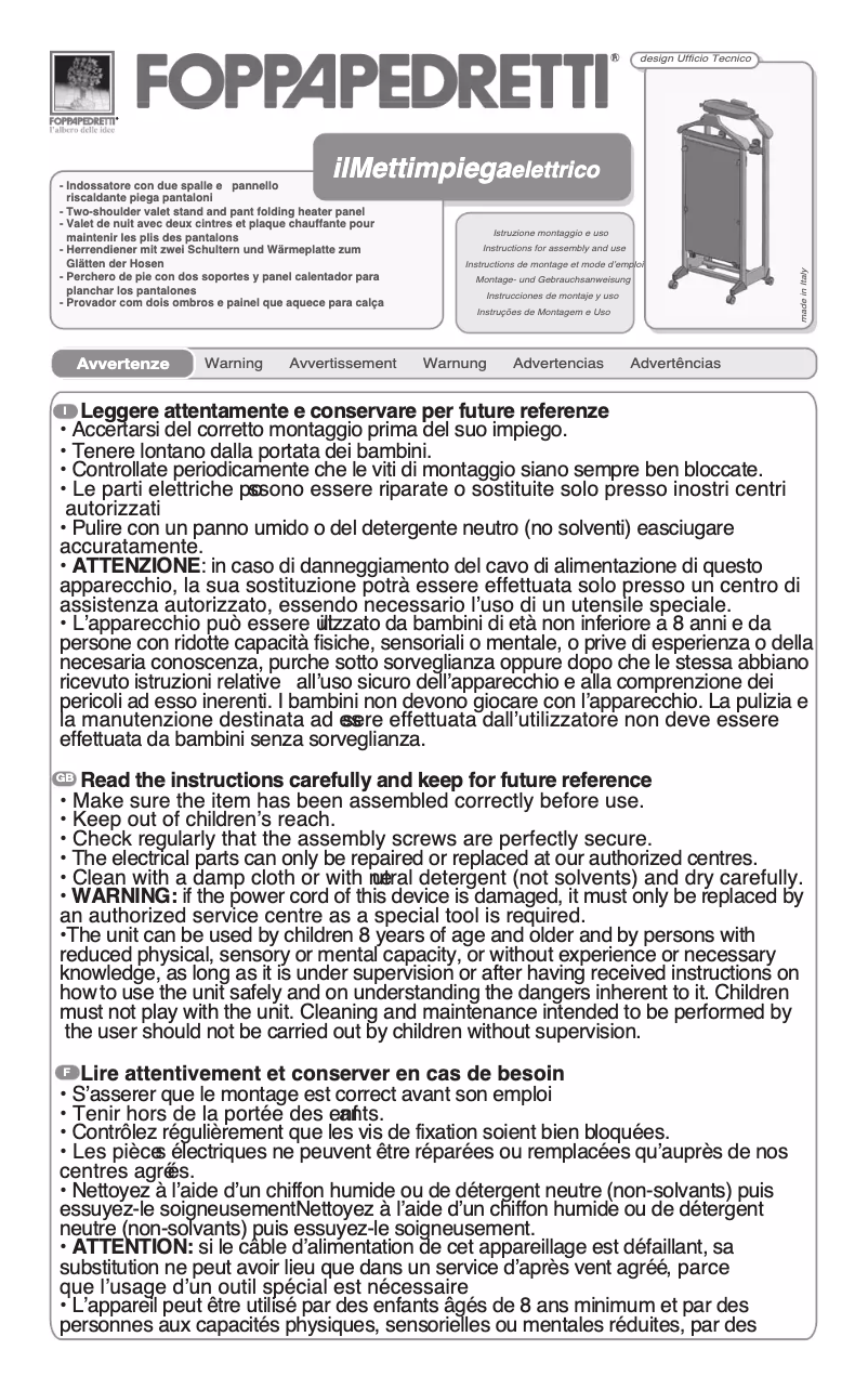 Page 1 de la notice Manuel utilisateur Foppapedretti ilMettimpiega Electrical