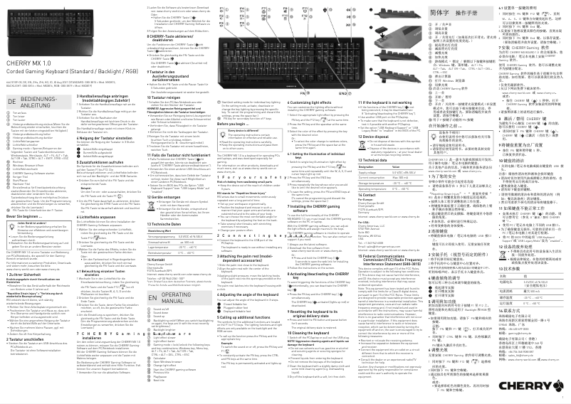 Page 1 de la notice Manuel utilisateur Cherry MX BOARD 1.0 BACKLIGHT
