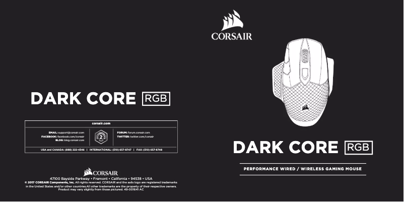 Page 1 of the manual Quick Start Guide Corsair Dark Core RGB SE