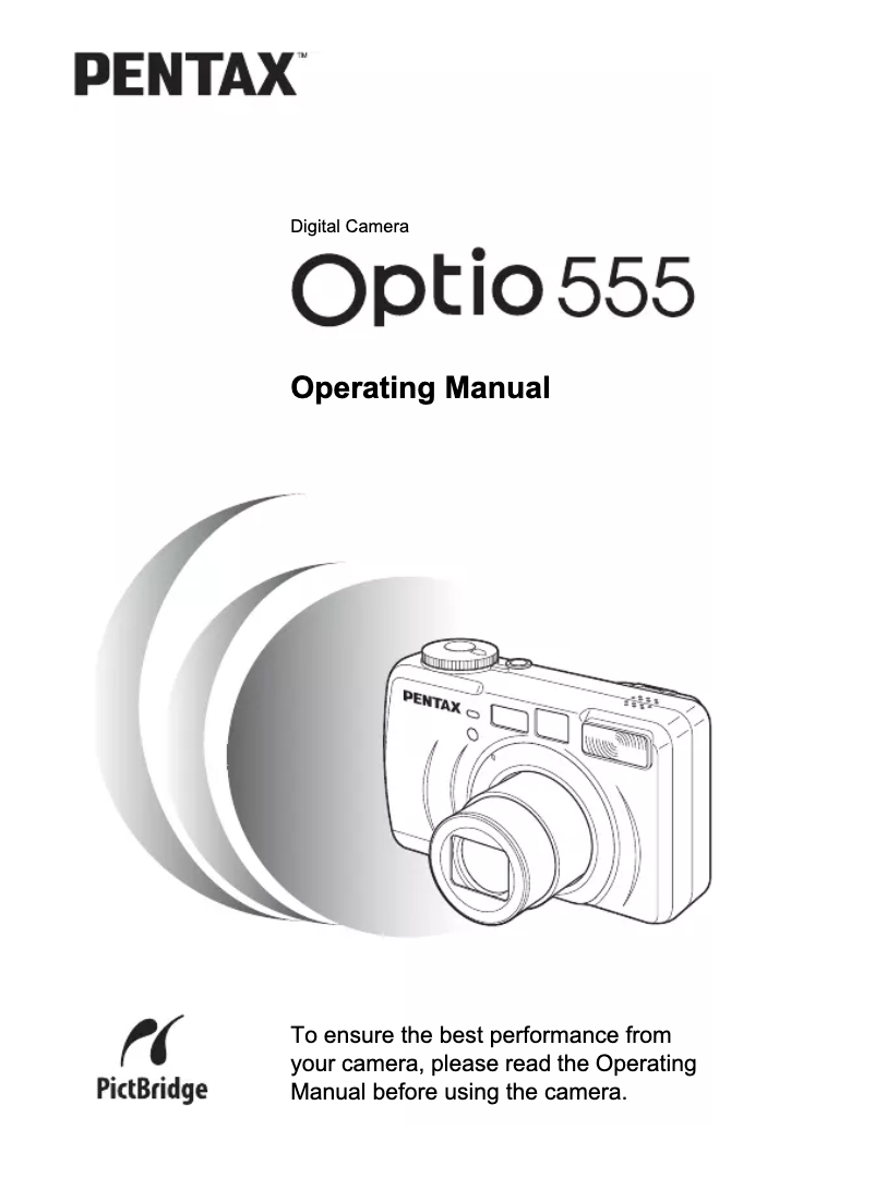Page 1 de la notice Manuel utilisateur Pentax Optio 555