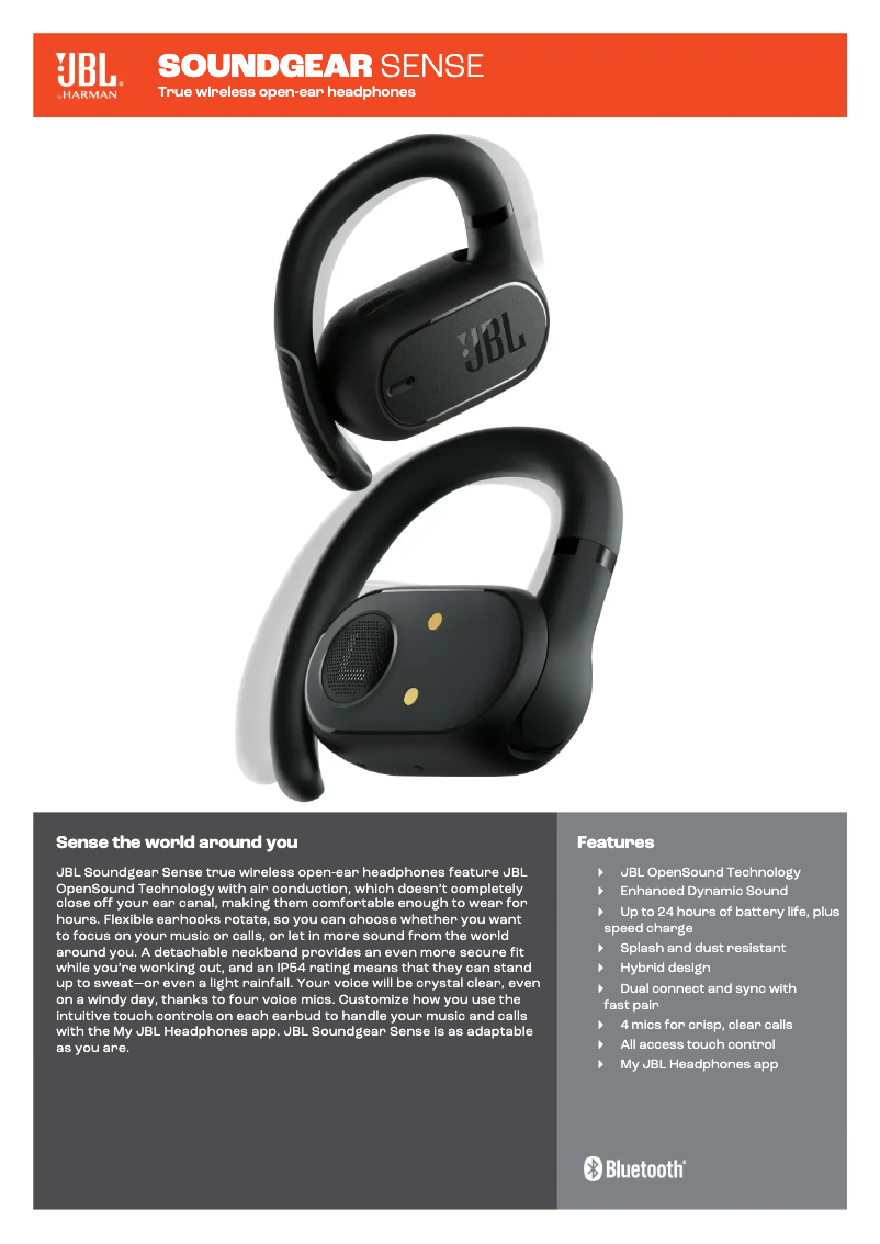 Page 1 de la notice Fiche technique JBL Soundgear Sense