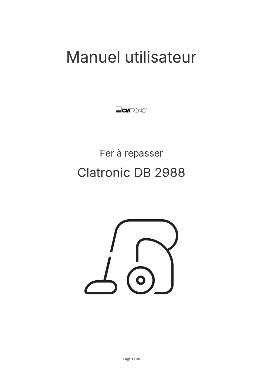 Page n°1 - Manuel utilisateur Clatronic DB 2988