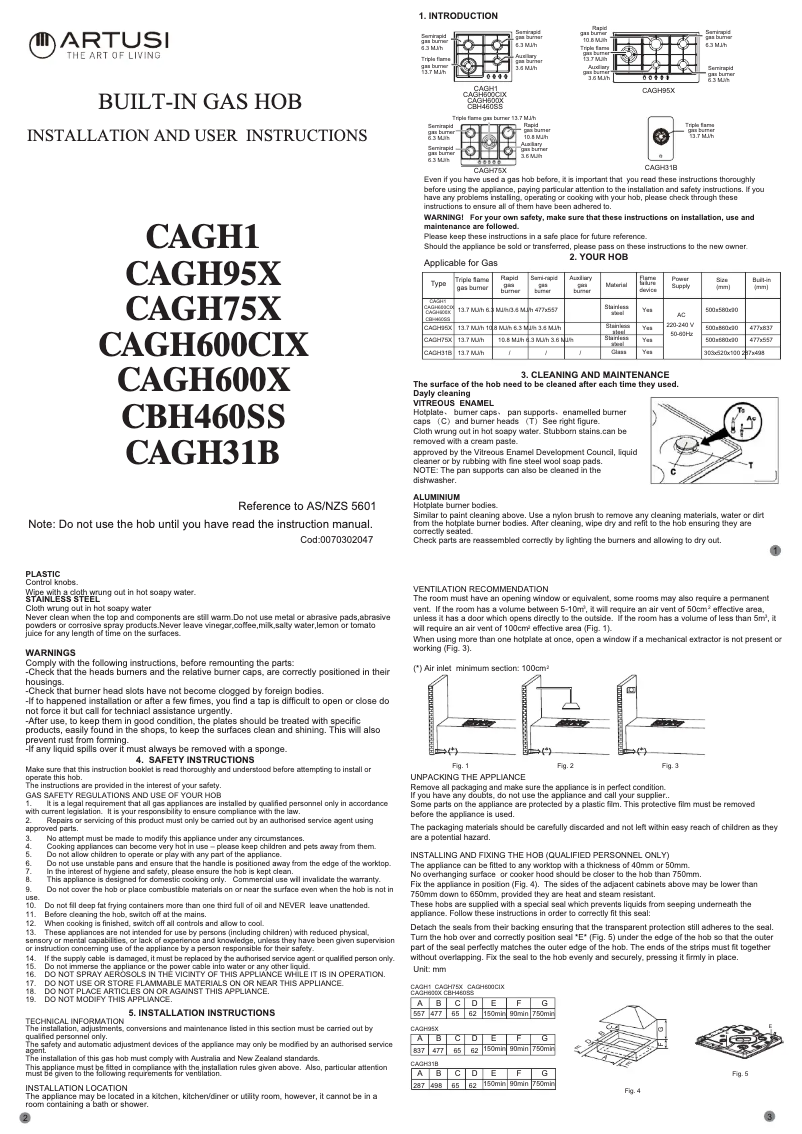 Image de la première page du manuel de l'appareil CAGH31B_