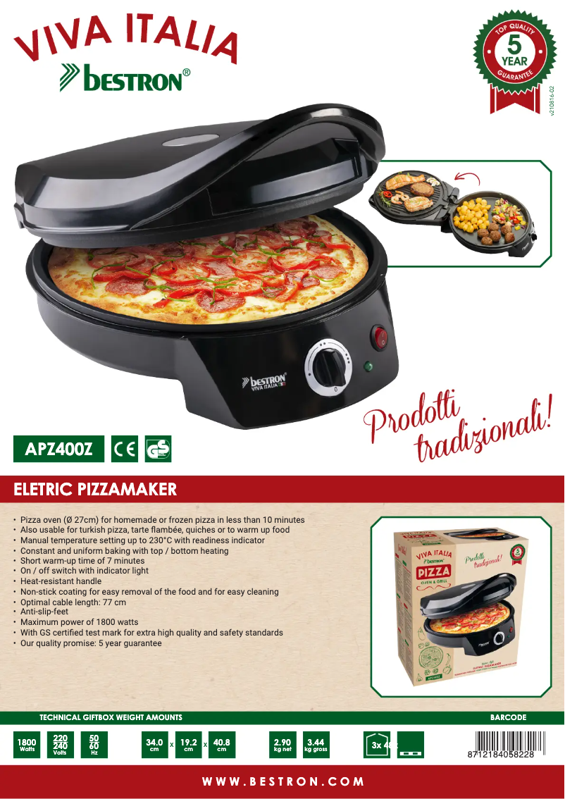 Image de la première page du manuel de l'appareil Viva Italia APZ400Z