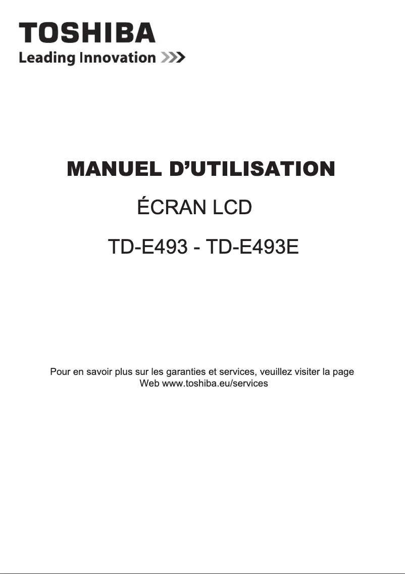 Page 1 de la notice Manuel utilisateur Toshiba TD-E493