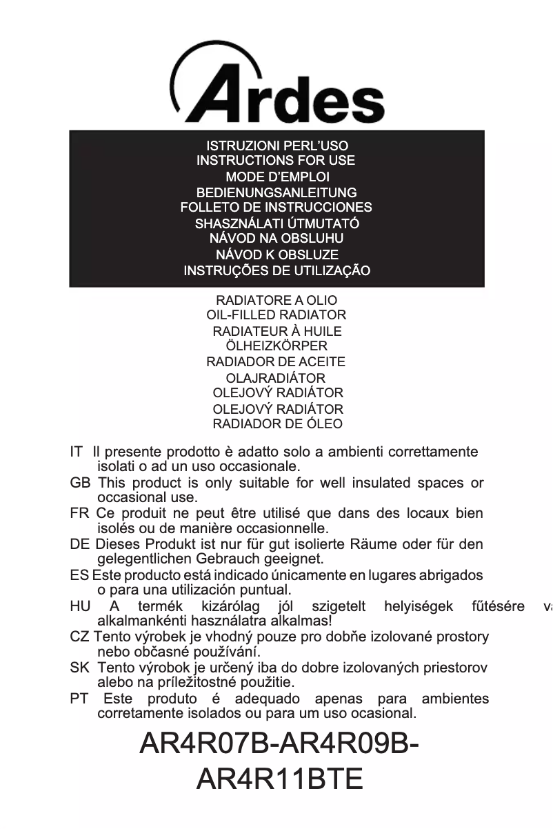 Page 1 de la notice Manuel utilisateur Ardes AR4R11BTE
