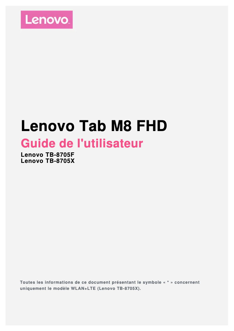 Page n°1 - Manuel utilisateur Lenovo Tab M8 FHD