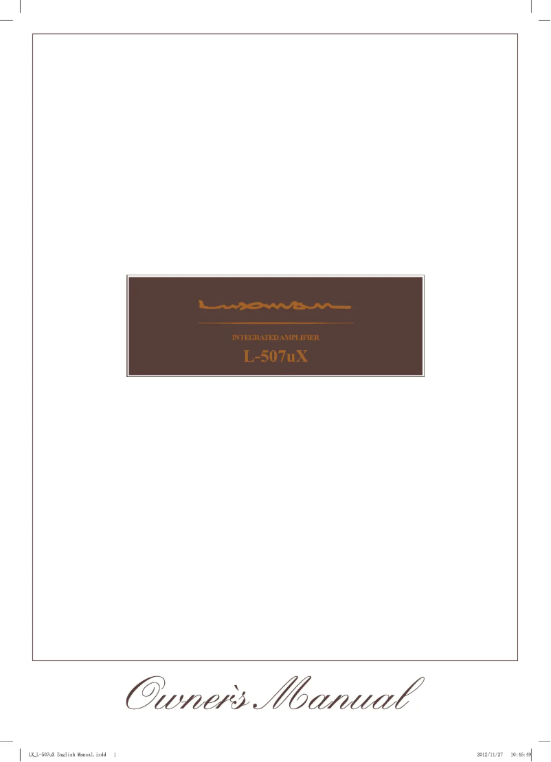 Page n°1 - Manuel utilisateur Luxman L-507uX