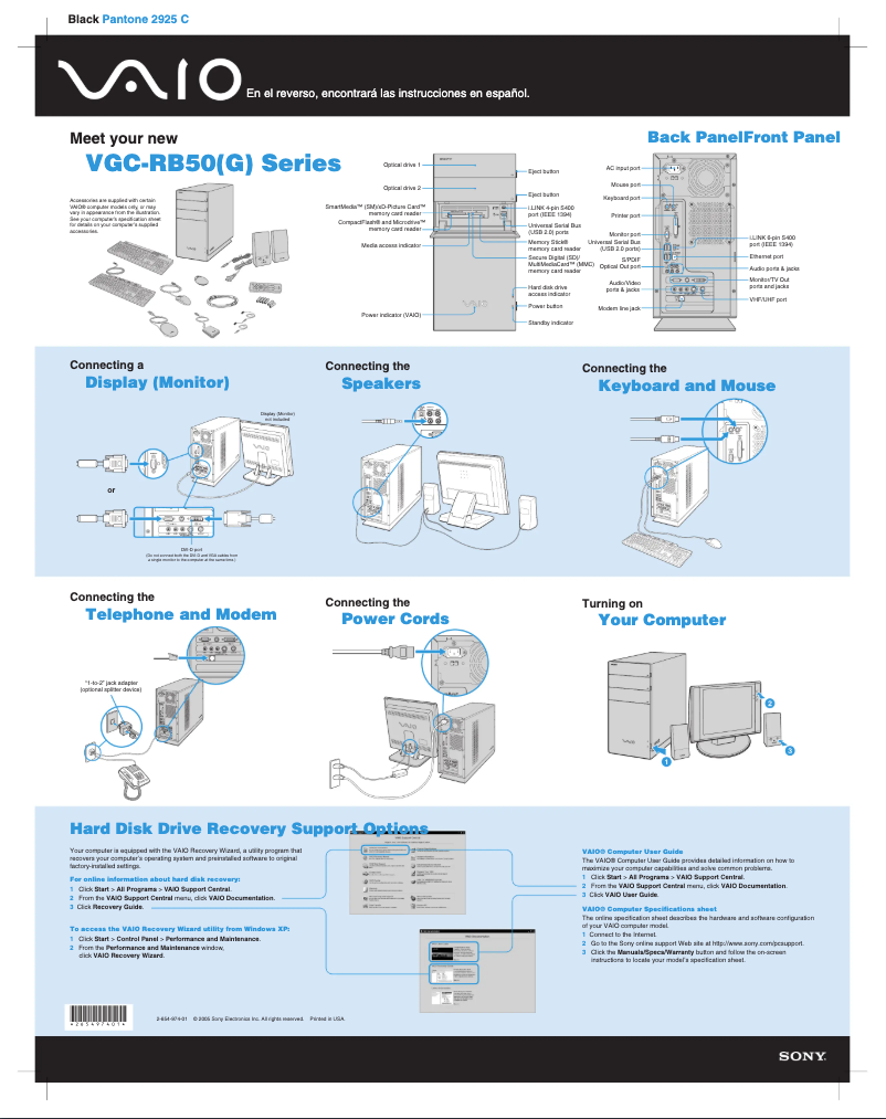 Imagen de la primera página del manual del dispositivo Vaio VGC-RB55GX
