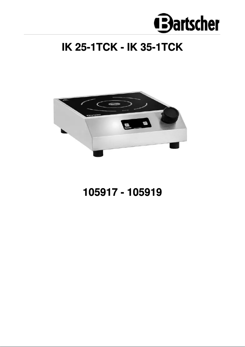 Page 1 de la notice Fiche technique Bartscher IK 25-1TCK