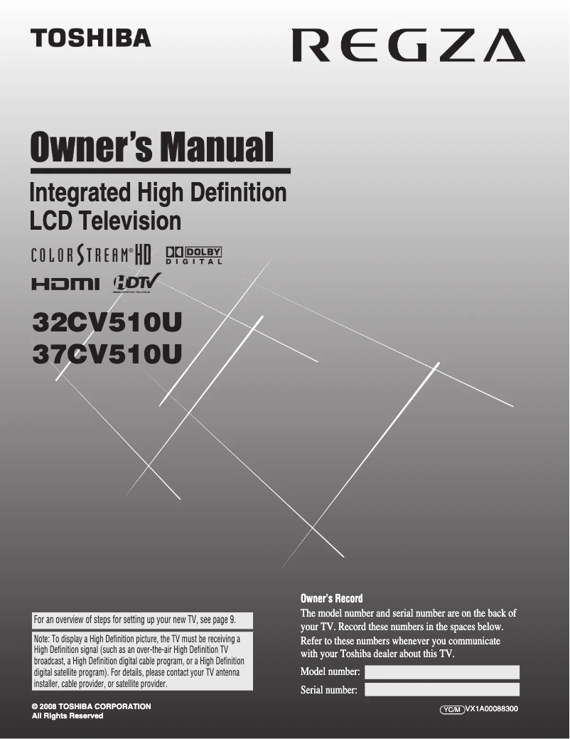 Page n°1 - Manuel utilisateur Toshiba Regza 32CV510