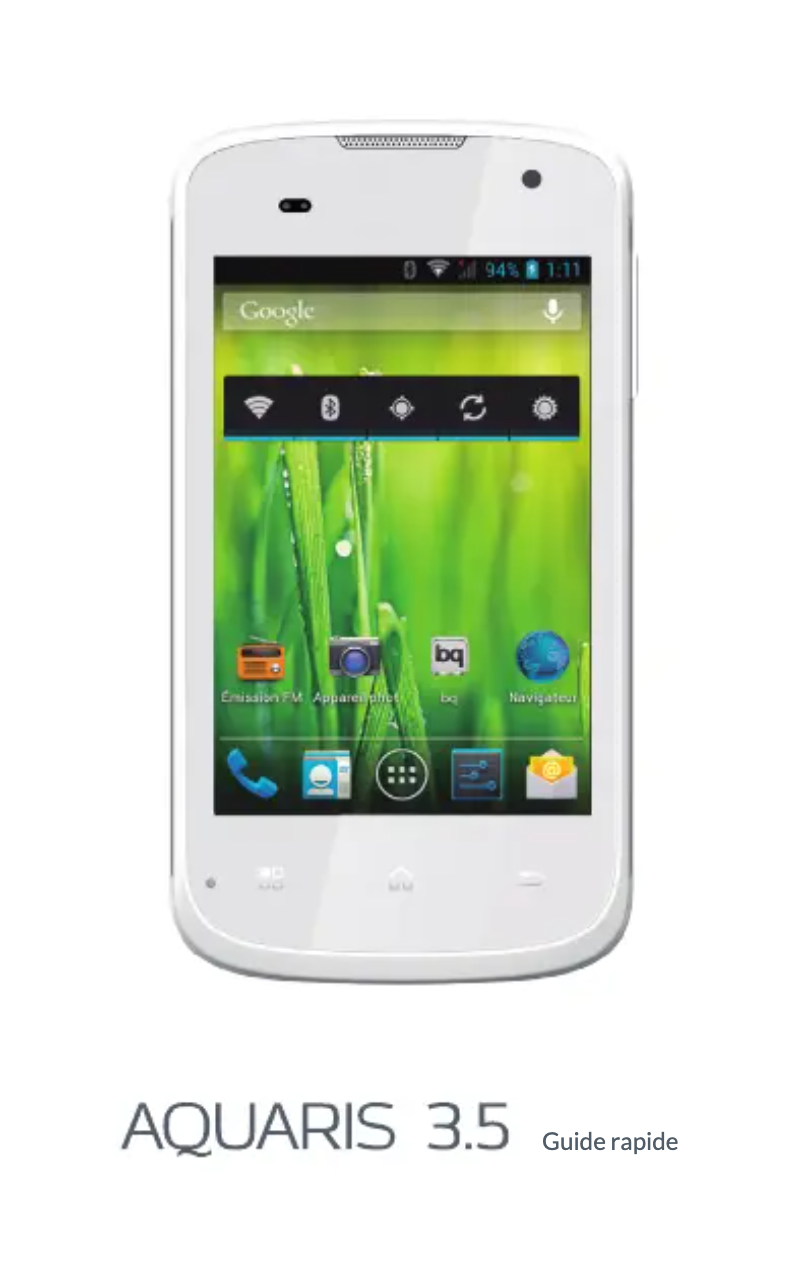 Image de la première page du manuel de l'appareil Aquaris 3.5