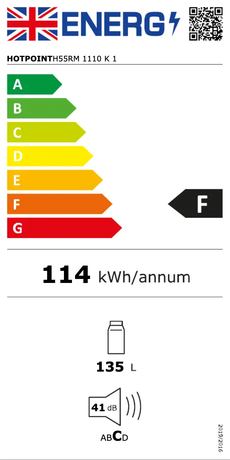 Page n°1 - Label énergétique Hotpoint H55RM 1110 K 1