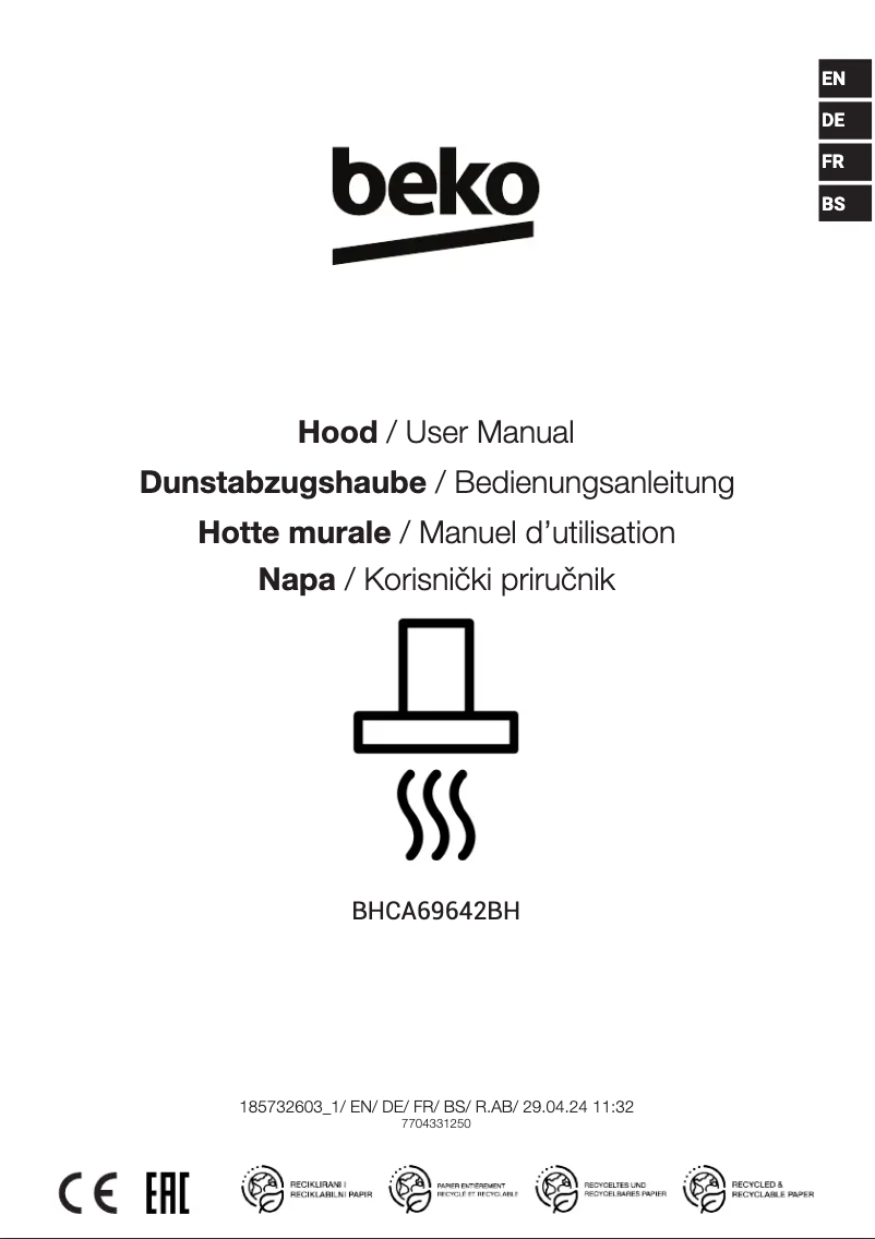 Page n°1 - Manuel utilisateur Beko BHCA69642BH