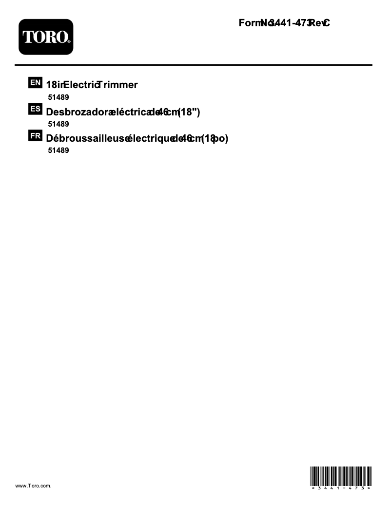 Página 1 del manual Manual de usuario Toro 51489